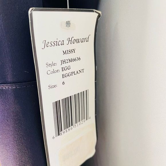 NWT JESSICA HOWARD Purple Eggplant Ruffle Cap Sleeve Cocktail Evening Dress - Picture 5 of 6